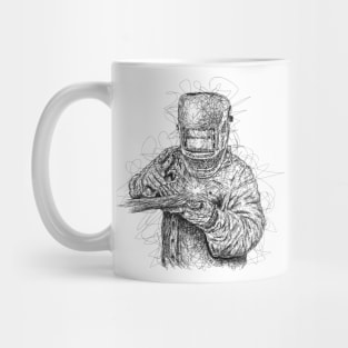 Welder drawing with scribble art Mug